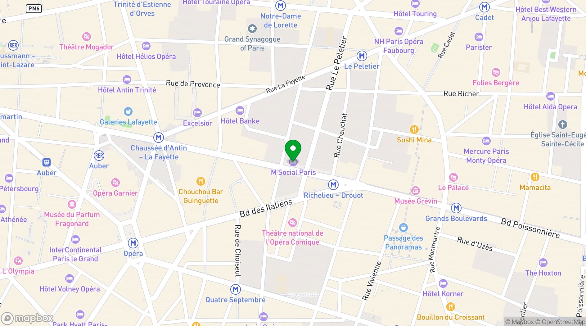 Map showing Spaces Opéra Garnier
