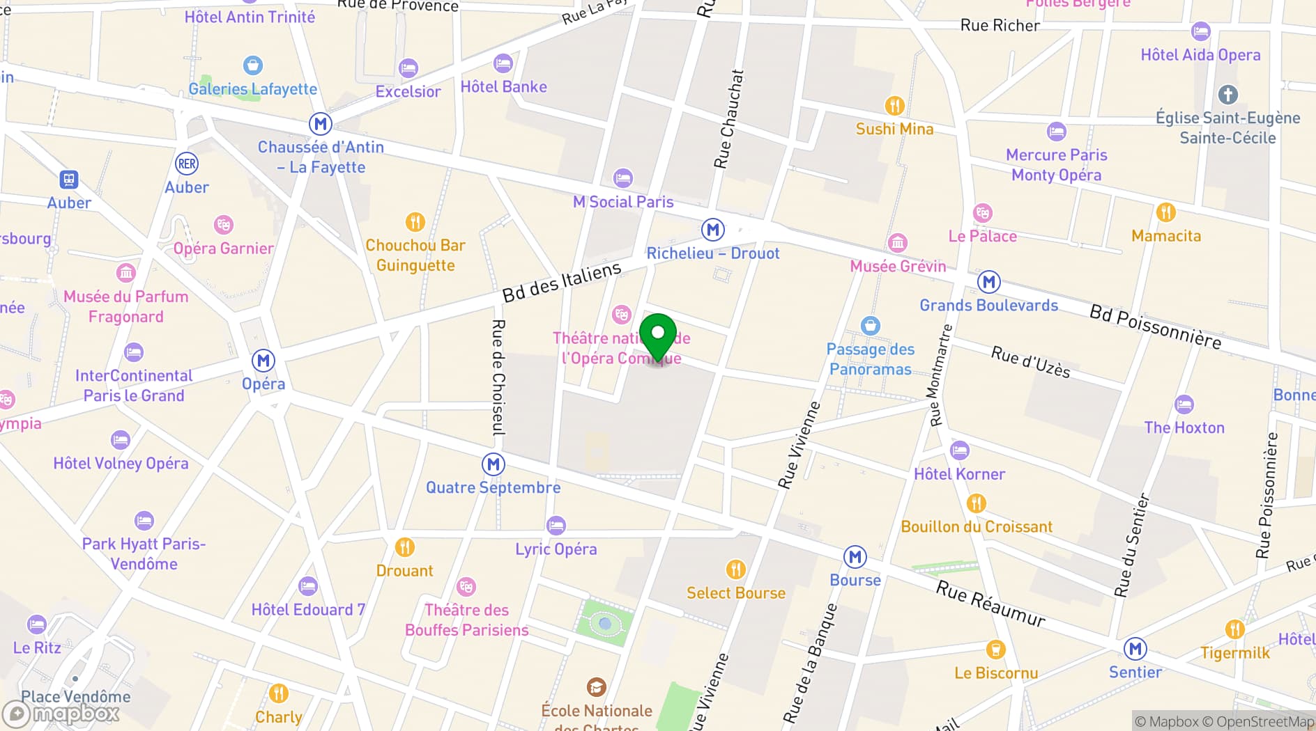 Map showing Comet Bourse