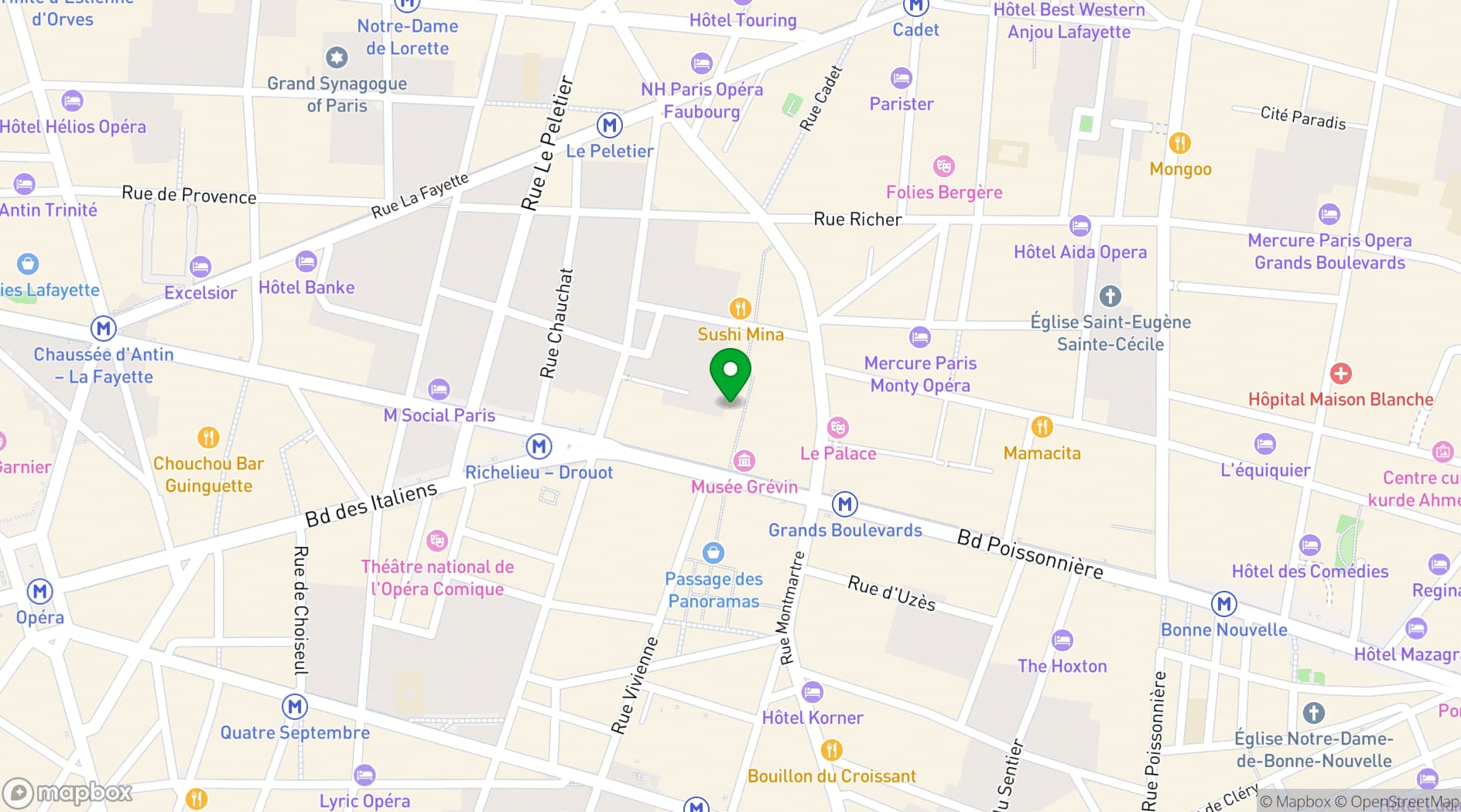 Map showing Le Salon des Miroirs