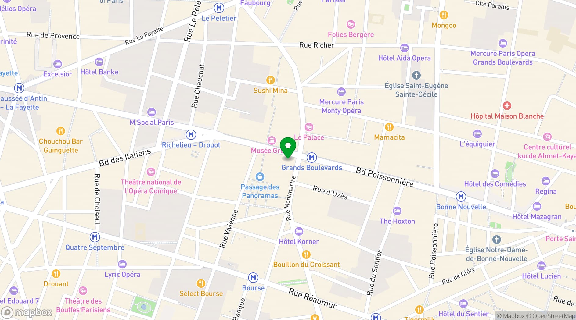 Map showing Hotel Paris Opéra Affiliated by Meliá