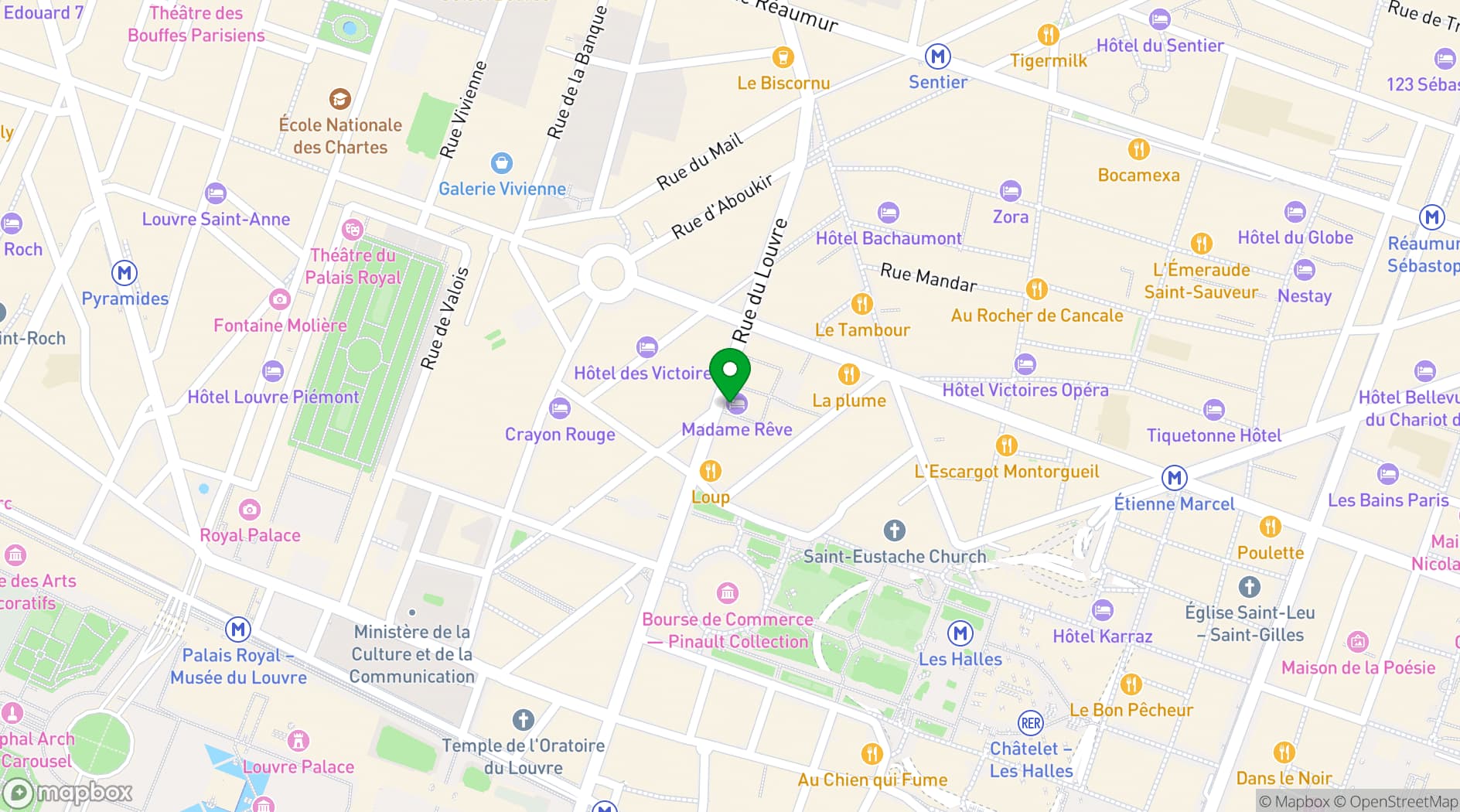 Map showing Hôtel Madame Rêve