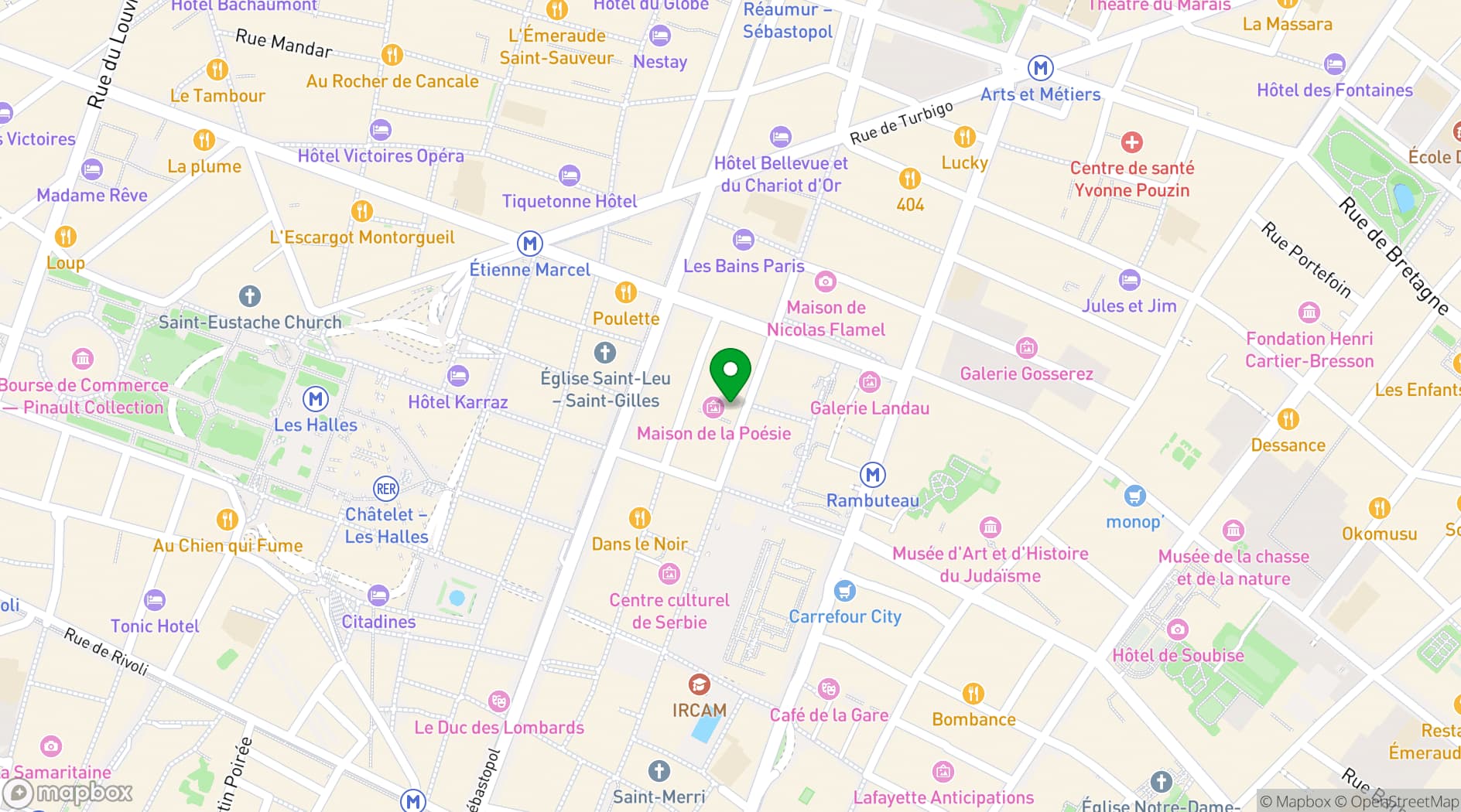 Map showing Maison de la Poésie