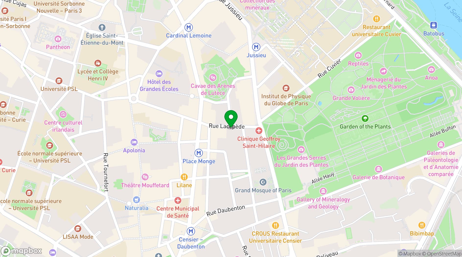 Map showing Jardin des Plantes