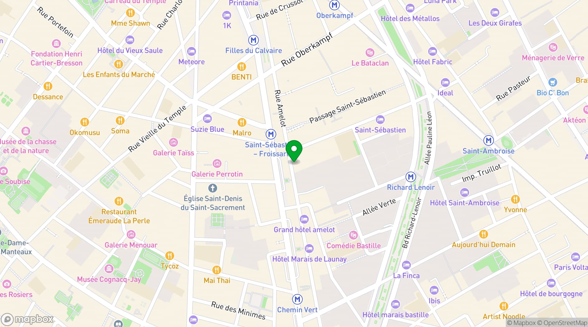 Map showing Les Jardins du Marais