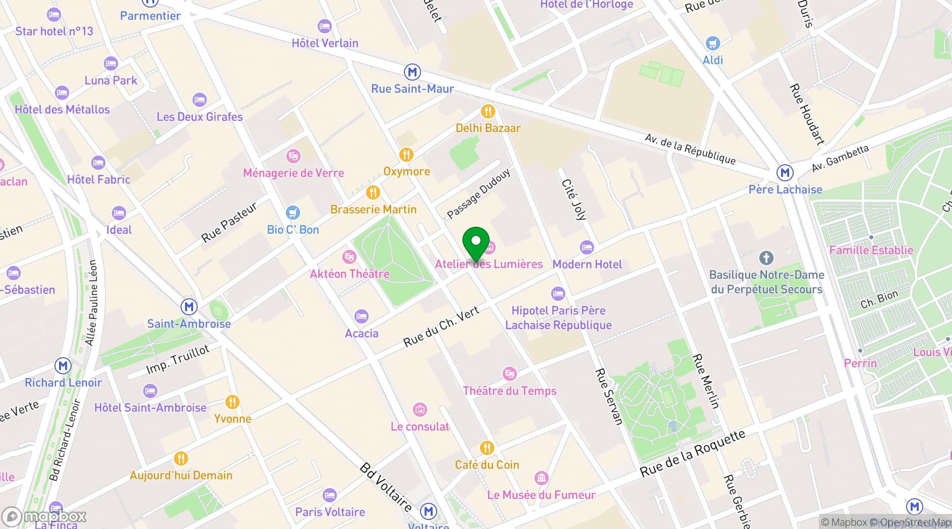 Map showing L'Atelier des Lumières