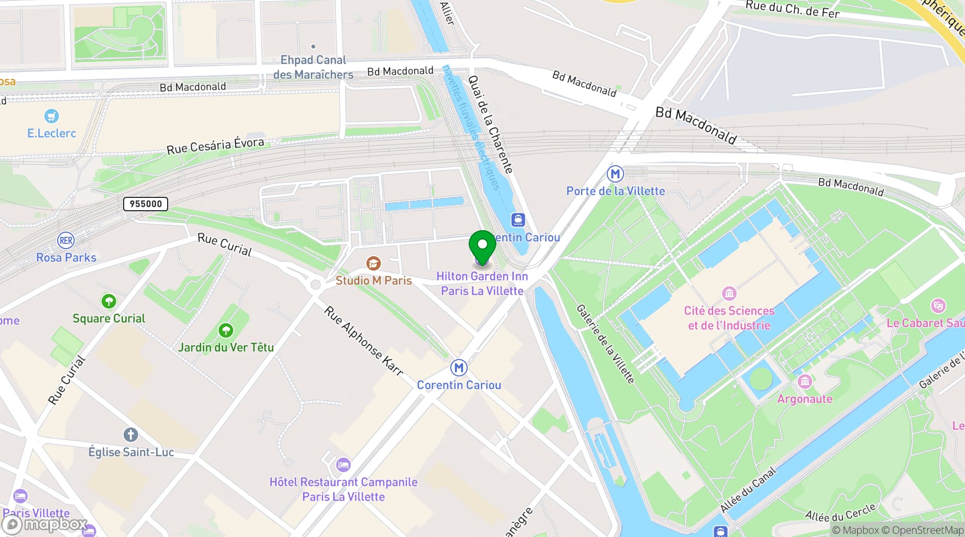 Map showing La Villette