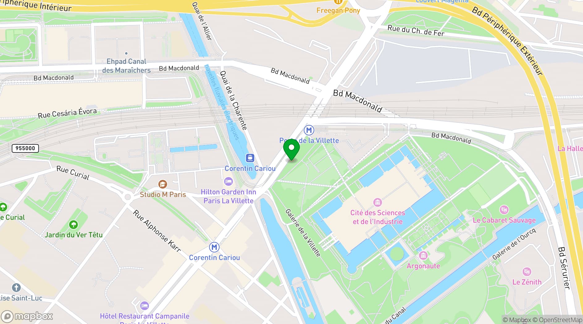 Map showing Cité des Sciences et de l'Industrie