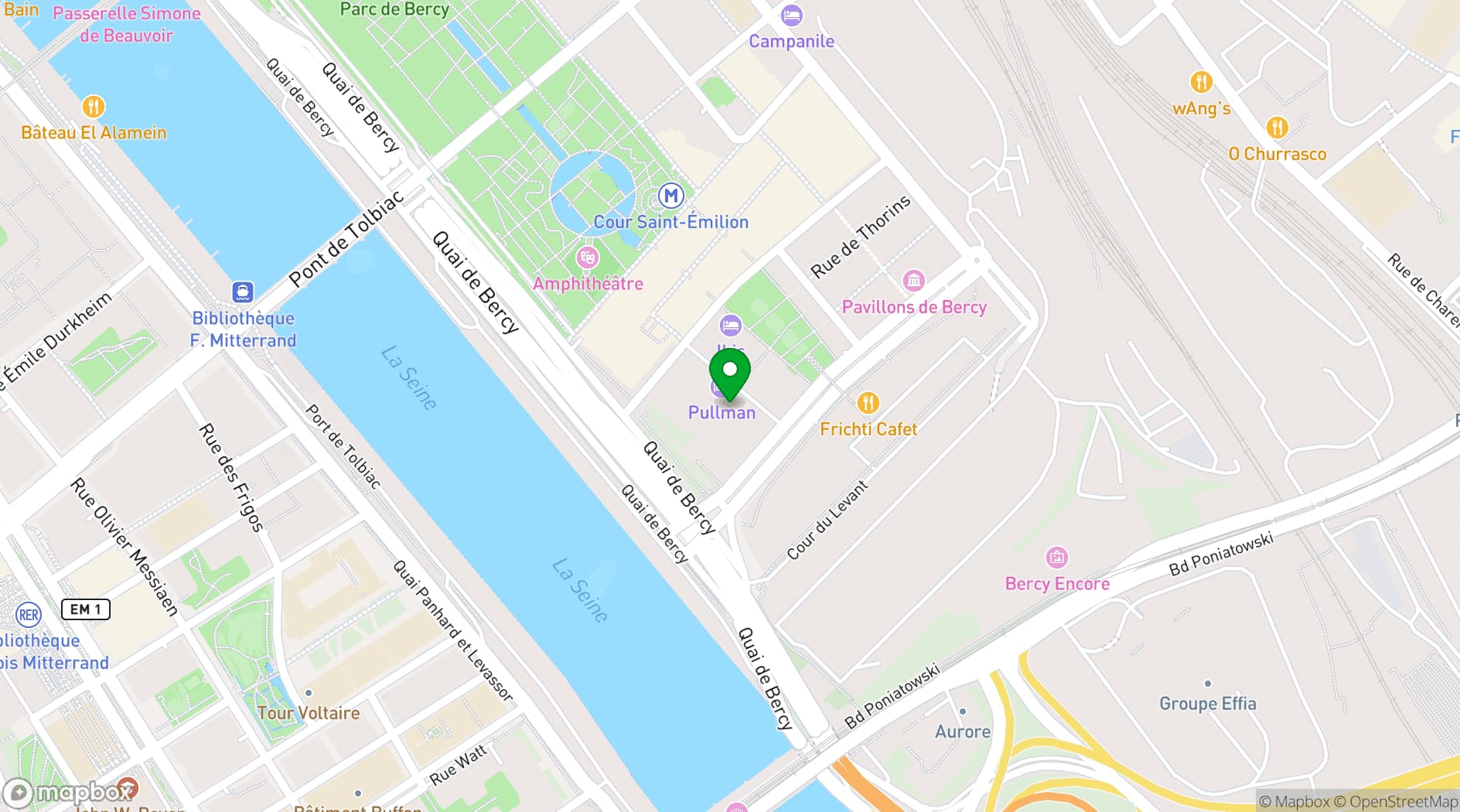 Map showing Pullman Paris Centre-Bercy