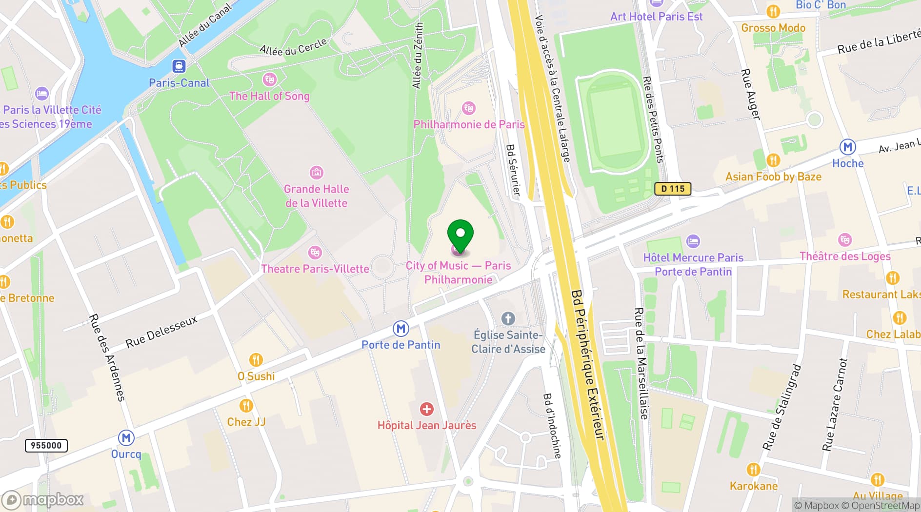 Map showing Cité de la musique - Philharmonie de Paris