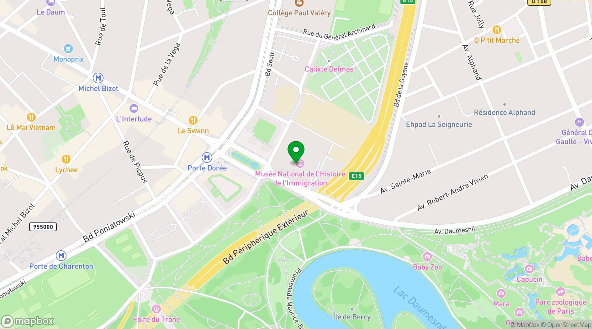 Map showing Palais de la Porte Dorée
