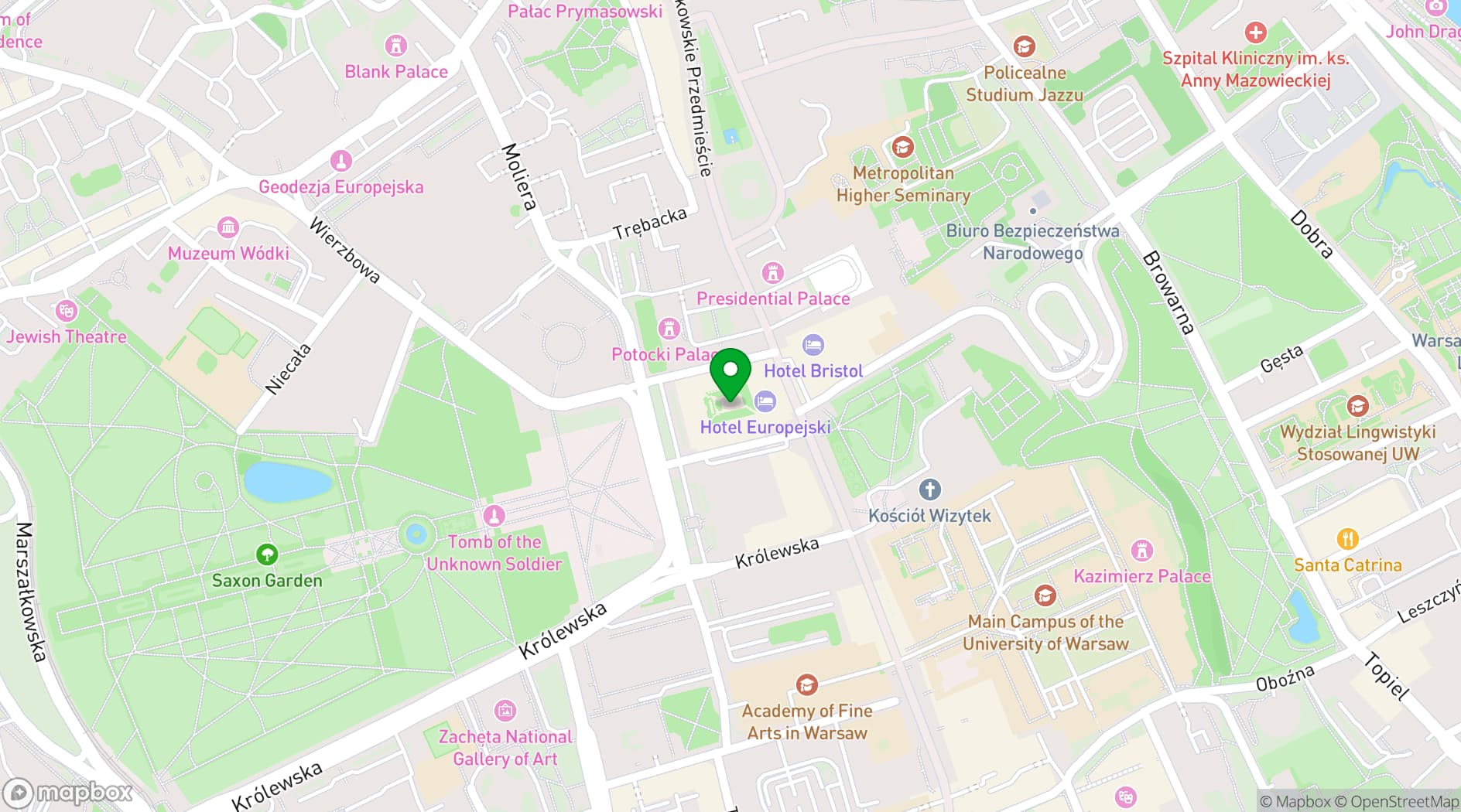 Map showing Raffles Warsaw