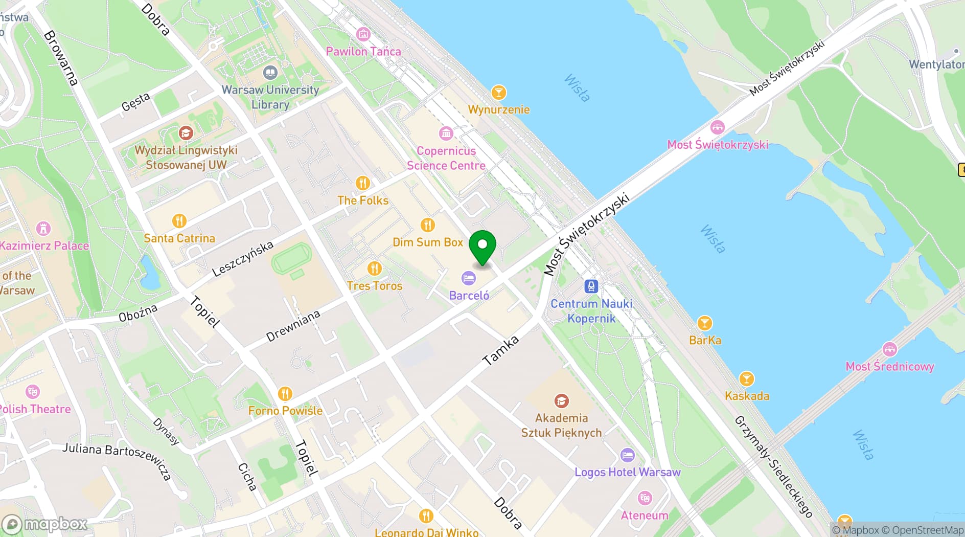 Map showing Barcelo Warsaw