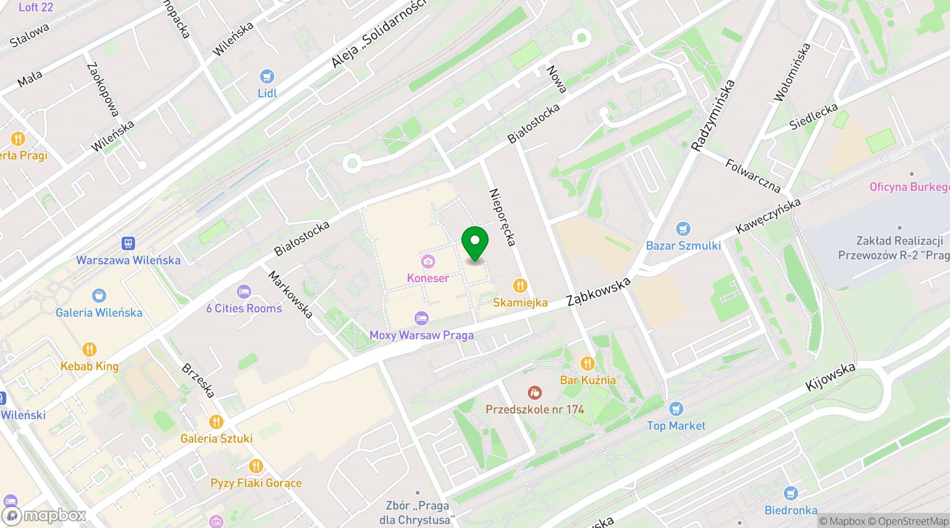 Map showing Polish Vodka Museum