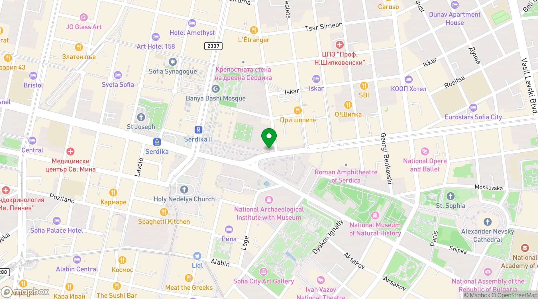 Map showing Intercontinental Sofia