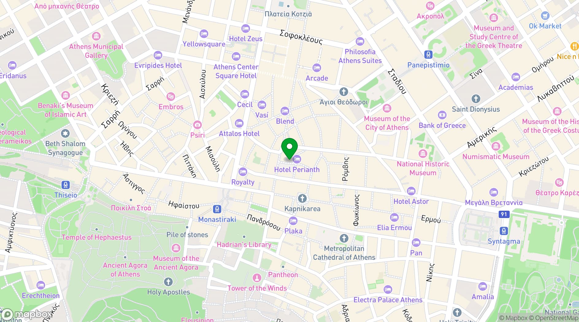 Map showing Athens Art Link