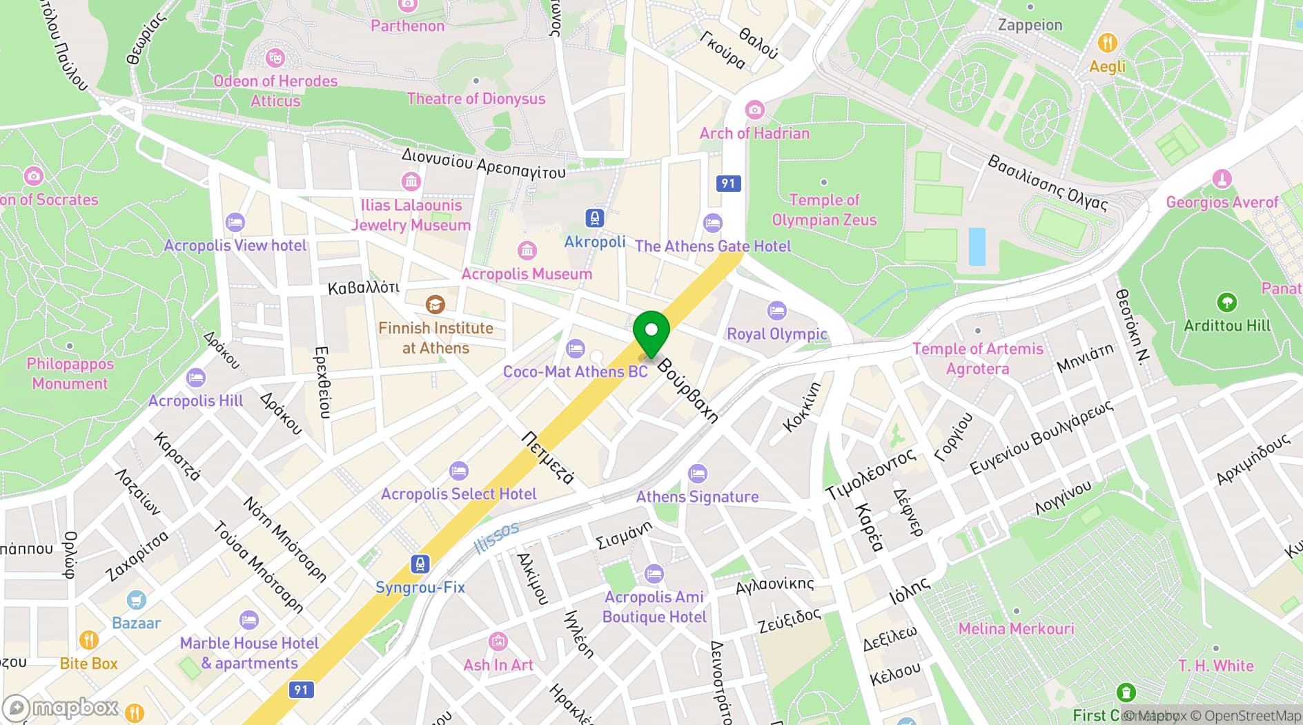 Map showing Niche Hotel Athens