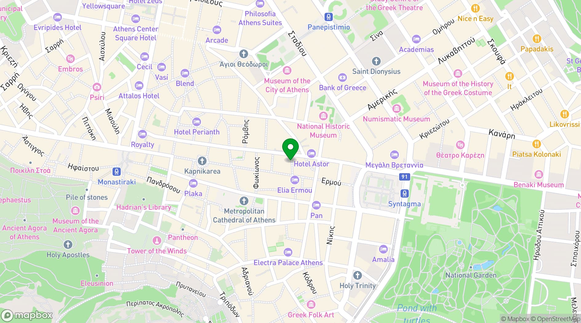 Map showing Athens Cypria Hotel