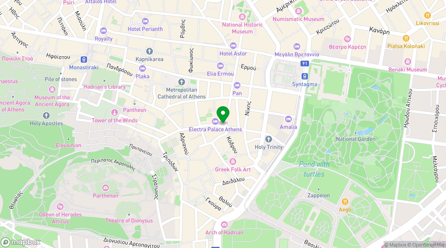 Map showing Ballroom II at Electra Palace Athens