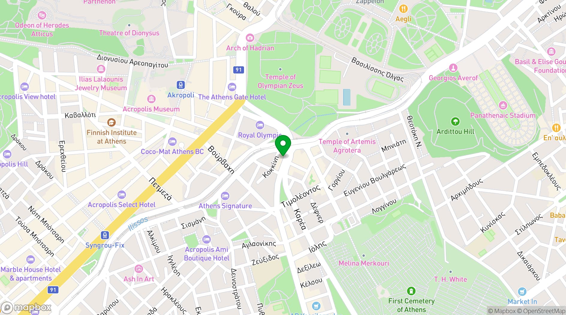 Map showing Pasithea Rooftop Bar Restaurant