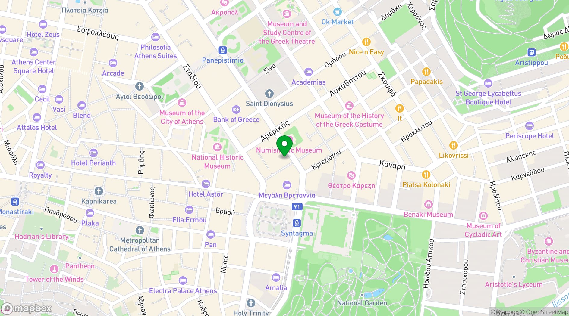 Map showing Athenee Athens