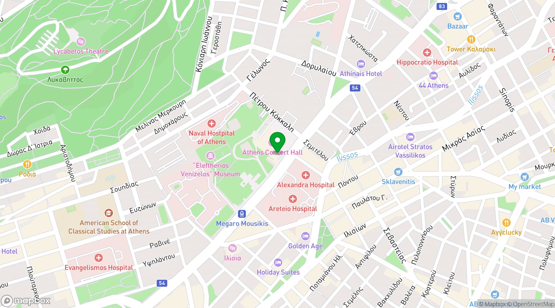 Map showing Megaron Athens International Conference Centre