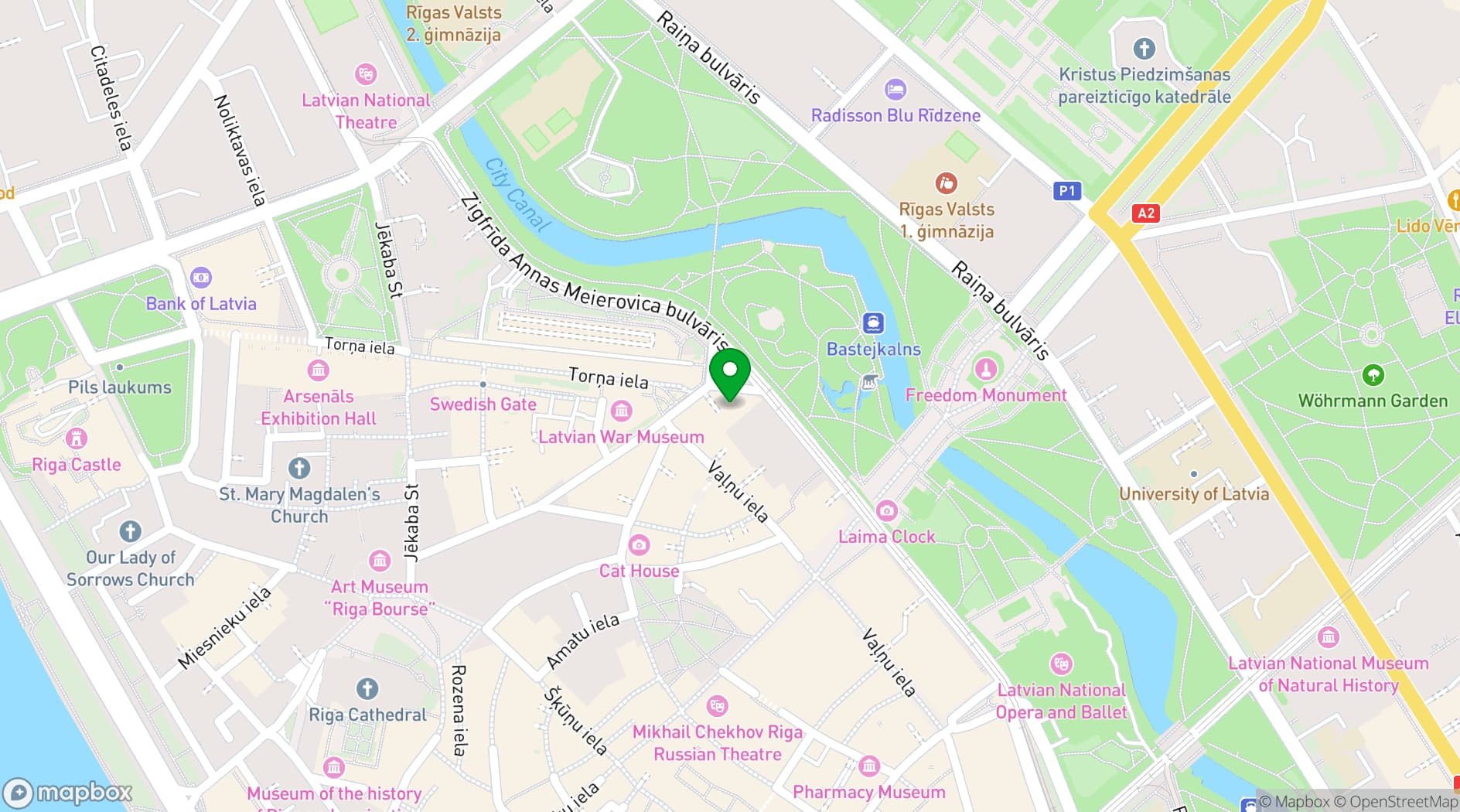 Map showing Radisson Hotel Old Town Riga