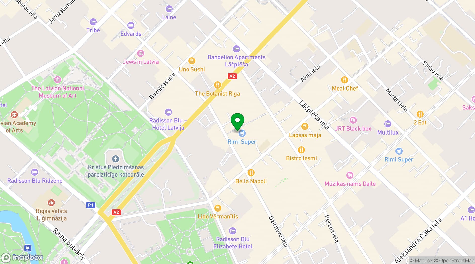Map showing Workland Galleria Riga