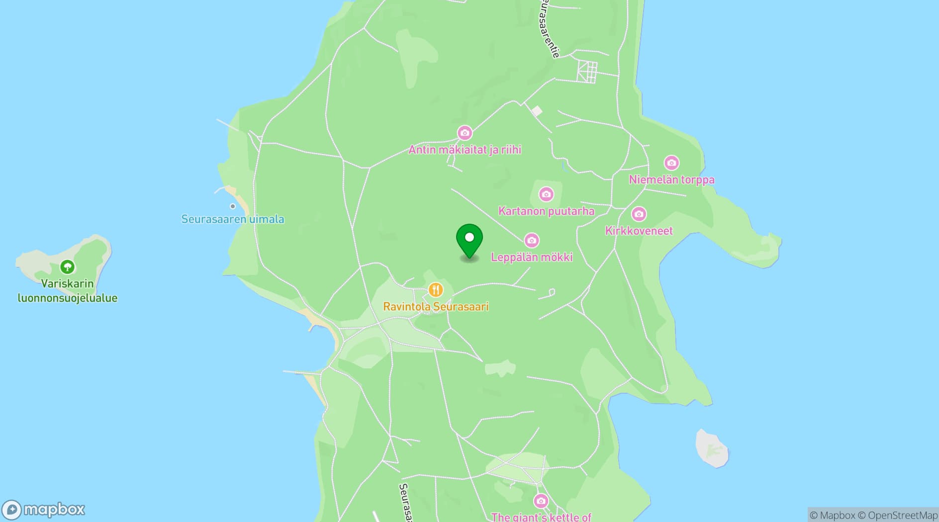Map showing Seurasaari Open-Air Museum
