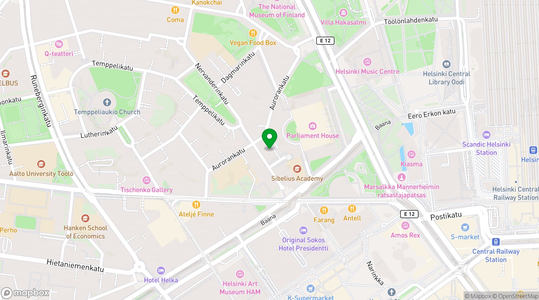 Map showing Kunsthalle Helsinki