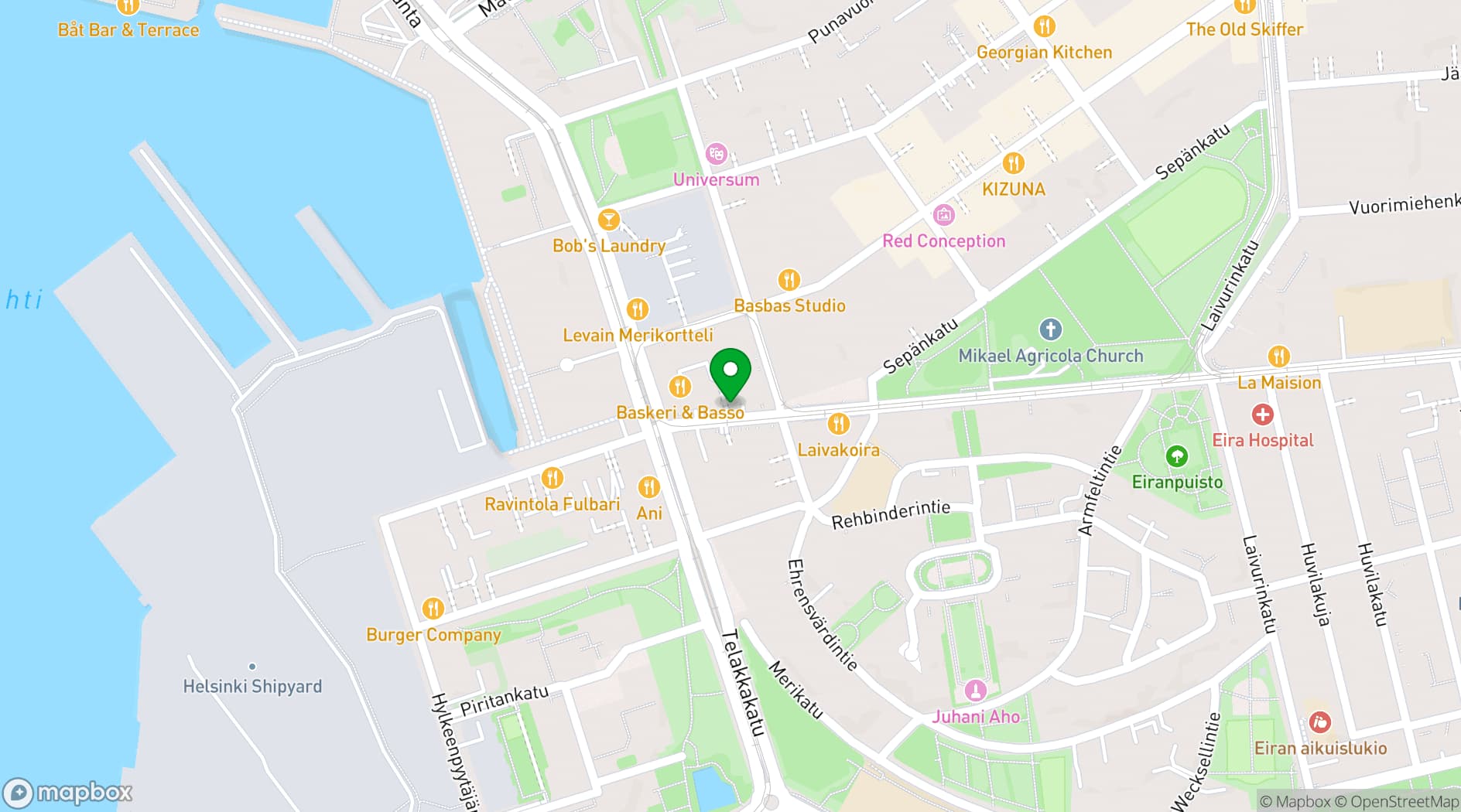 Map showing Baskeri & Basso Bistro