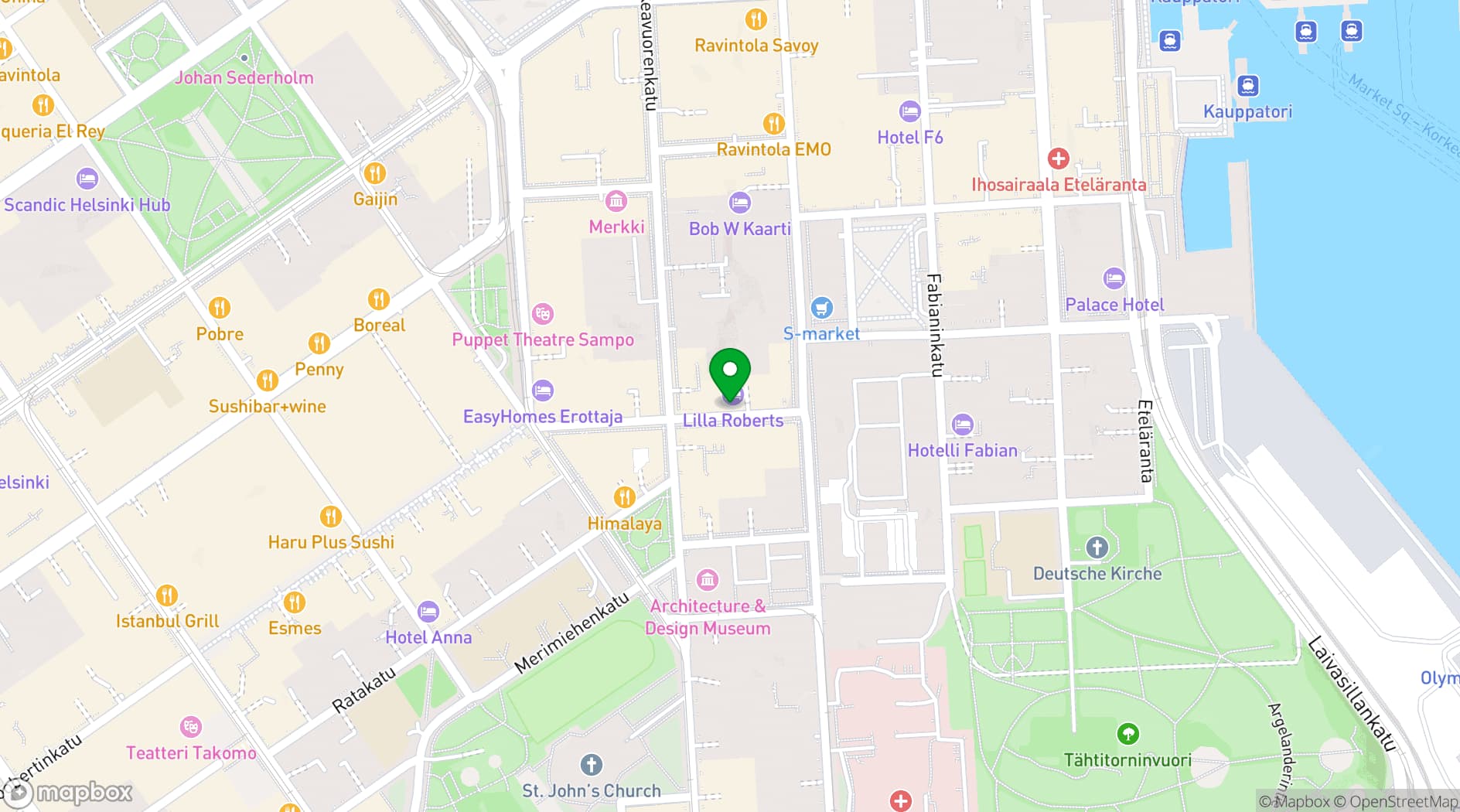 Map showing Hotel Lilla Roberts