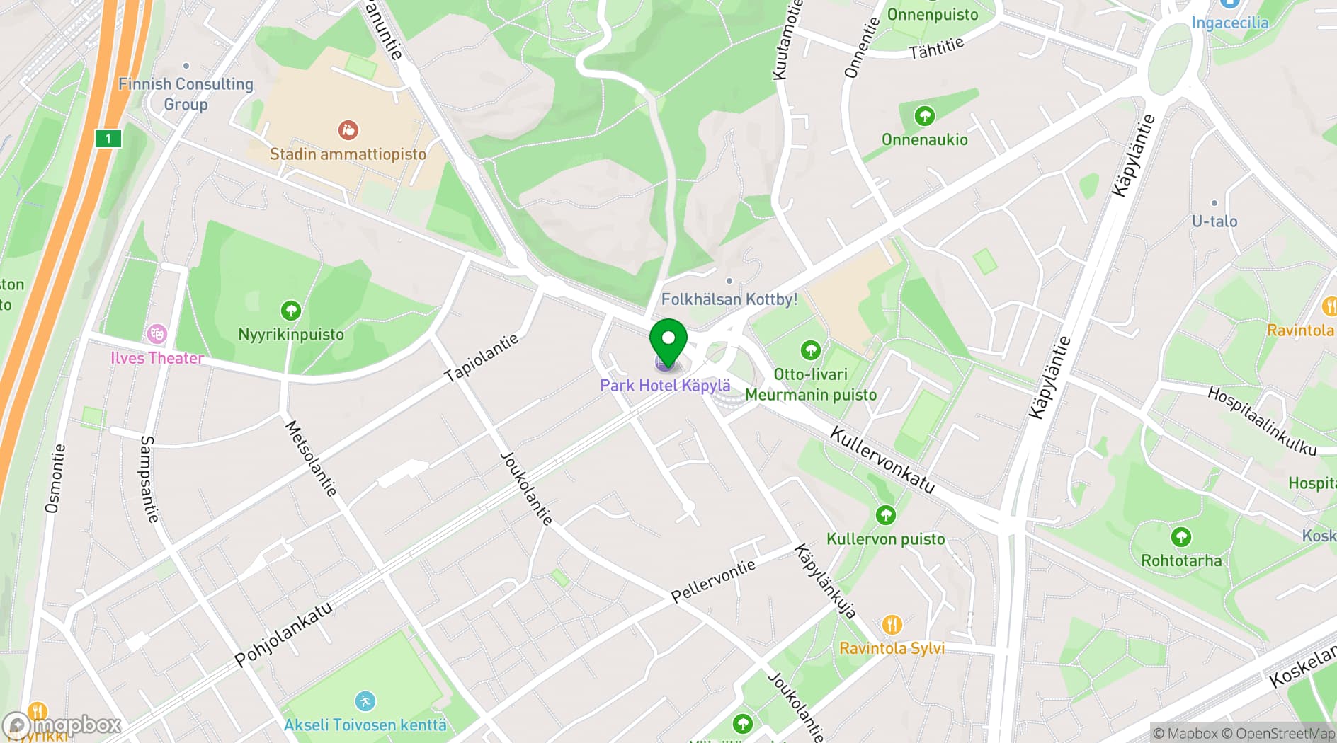 Map showing Park Hotel Käpylä