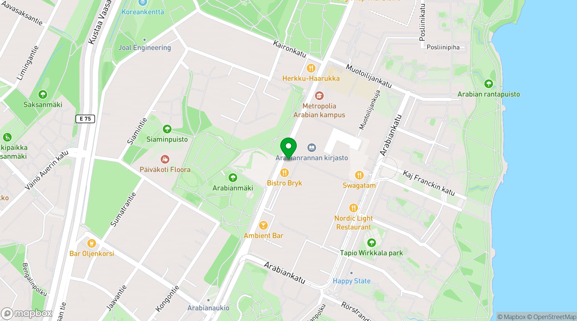 Map showing Iittala & Arabia Design Centre