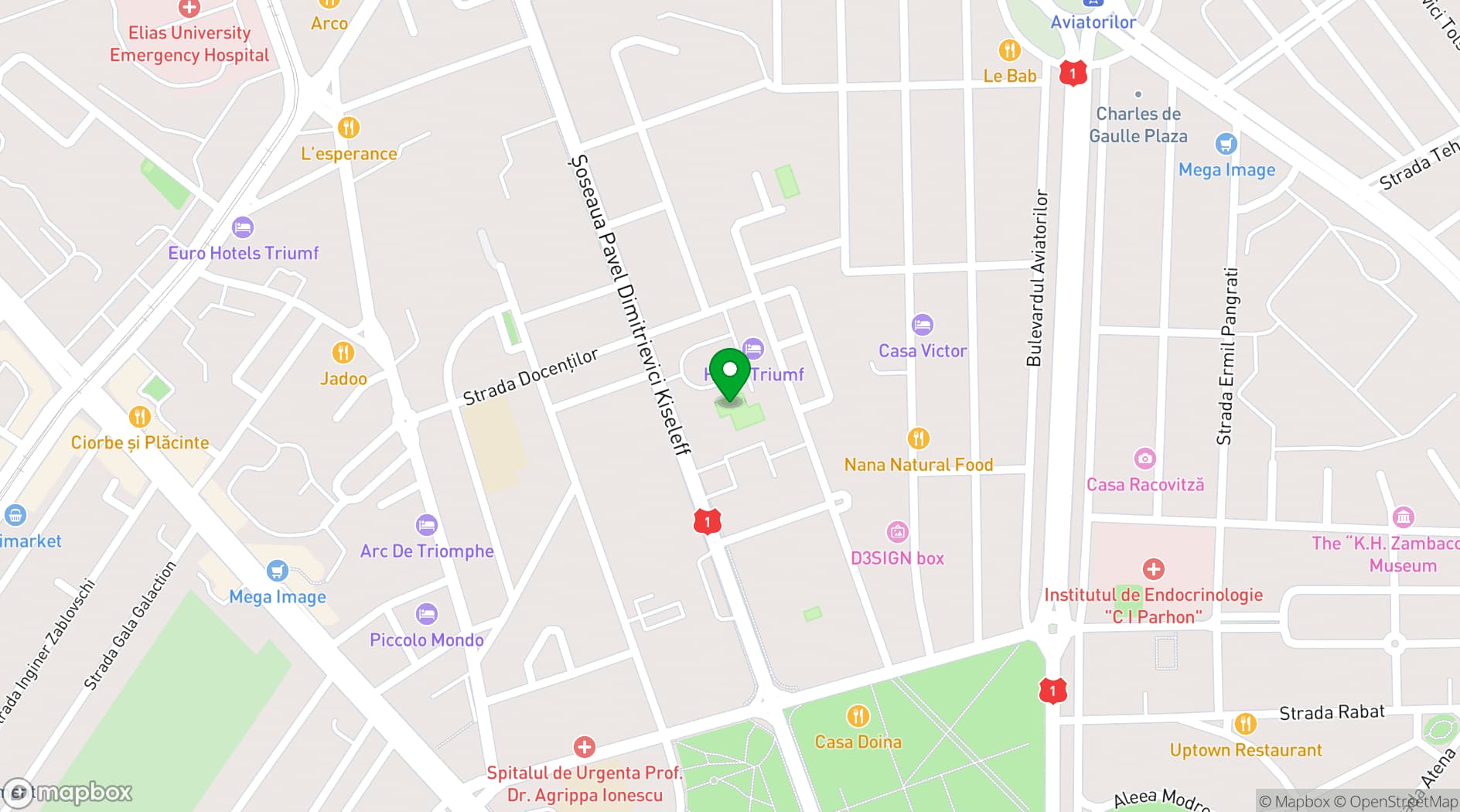 Map showing Hotel Triumf