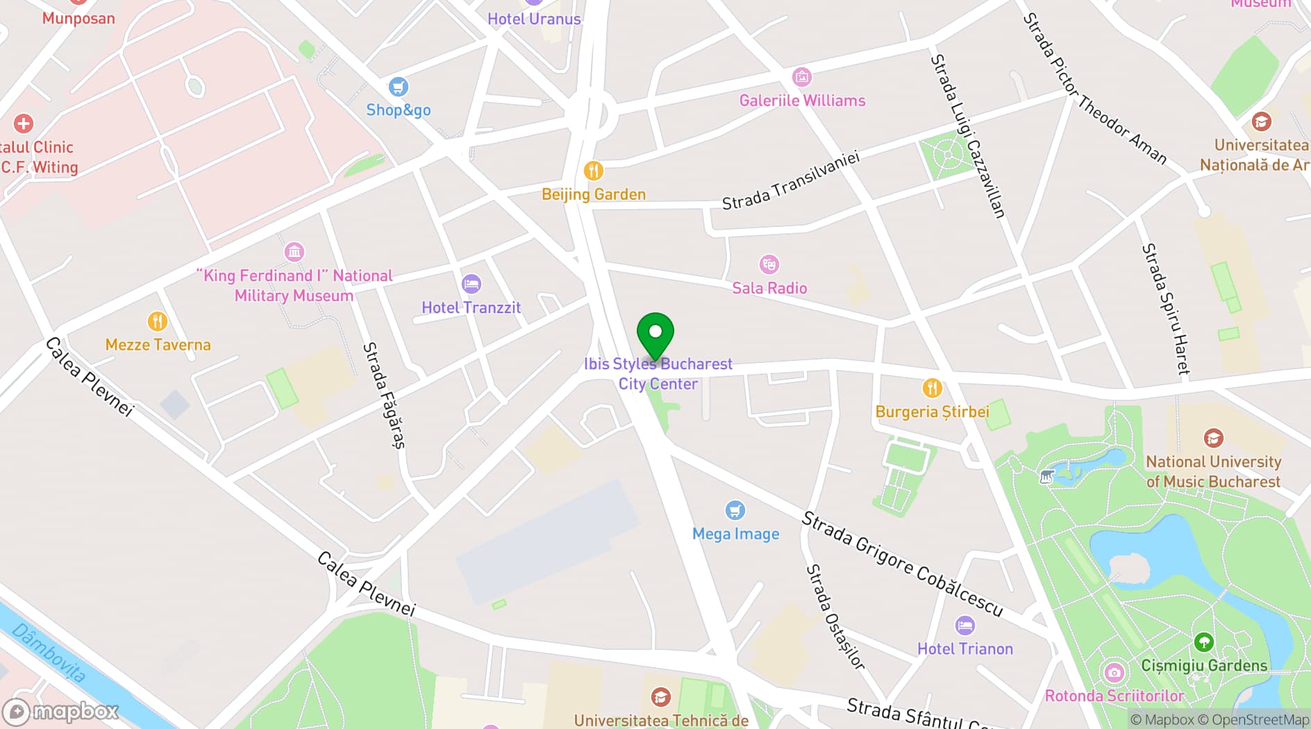 Map showing Ibis Styles Bucharest City Center