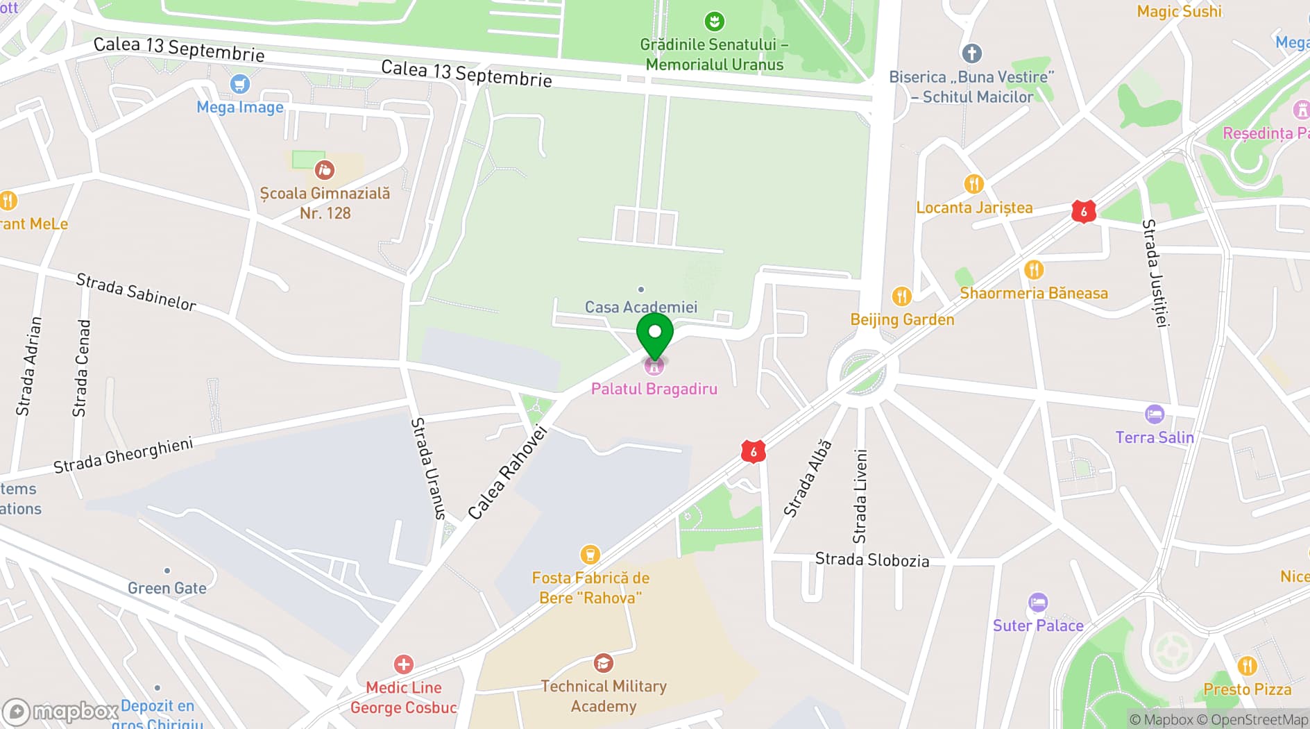 Map showing Palatul Bragadiru