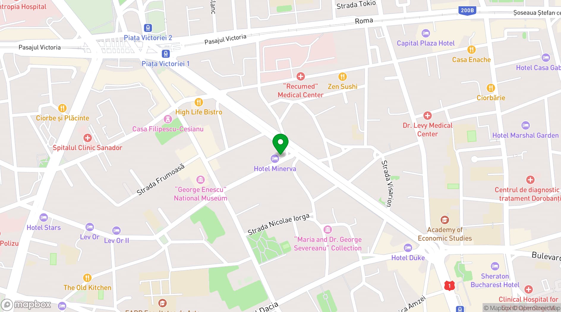 Map showing Hotel Minerva