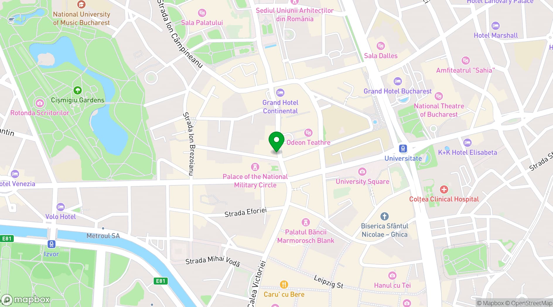 Map showing Hotel Capitol