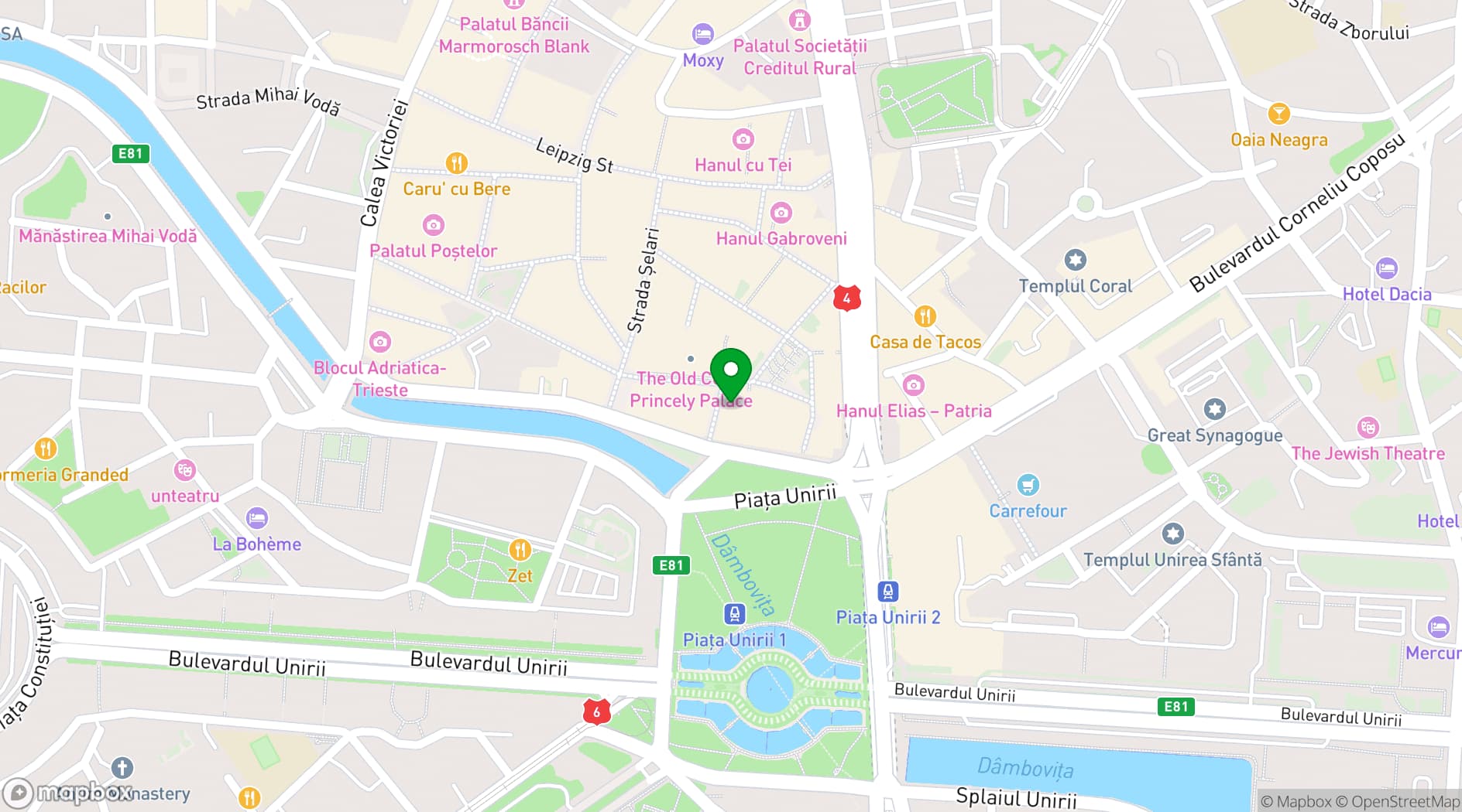 Map showing Hanu' lui Manuc Restaurant