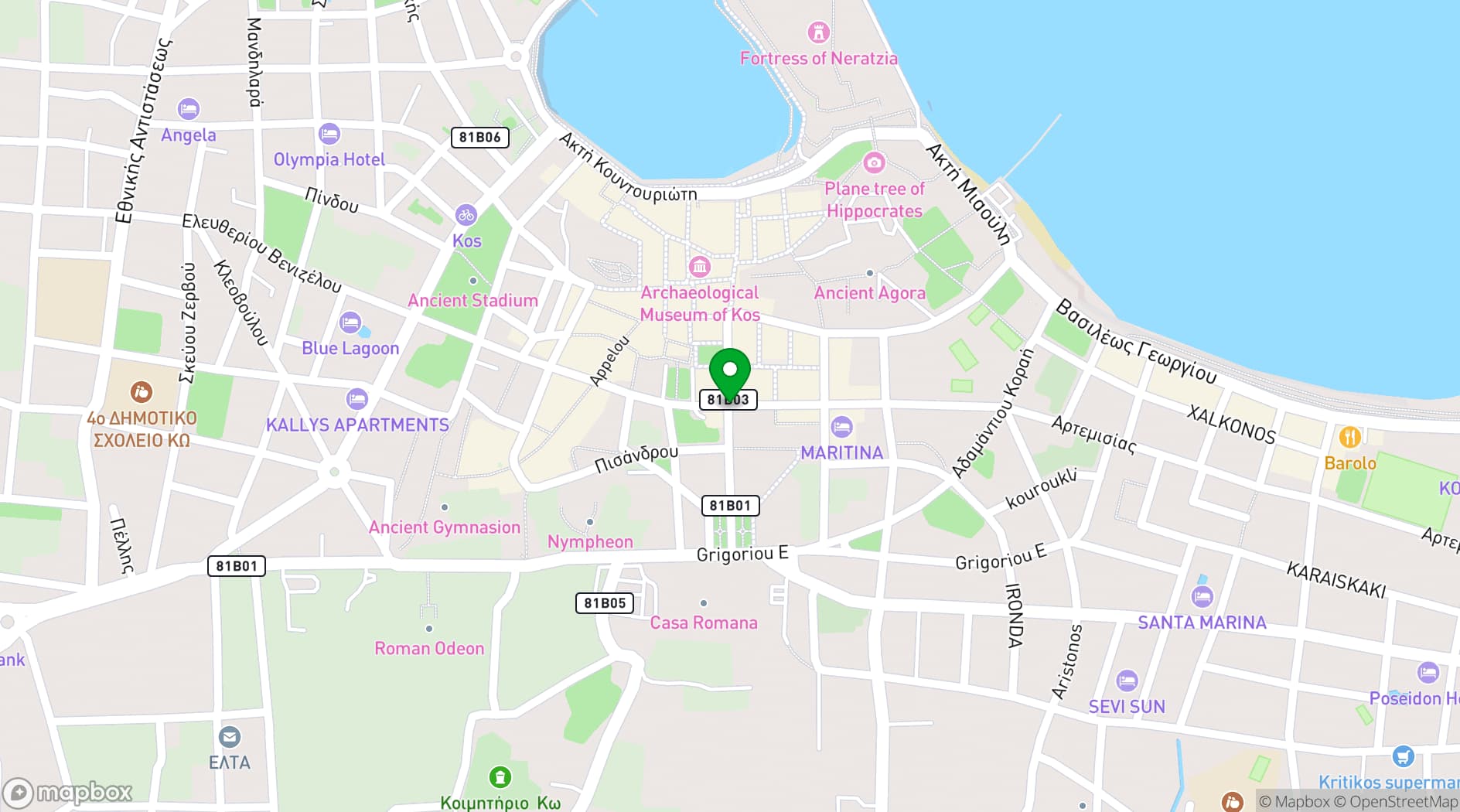 Map showing OKU Kos