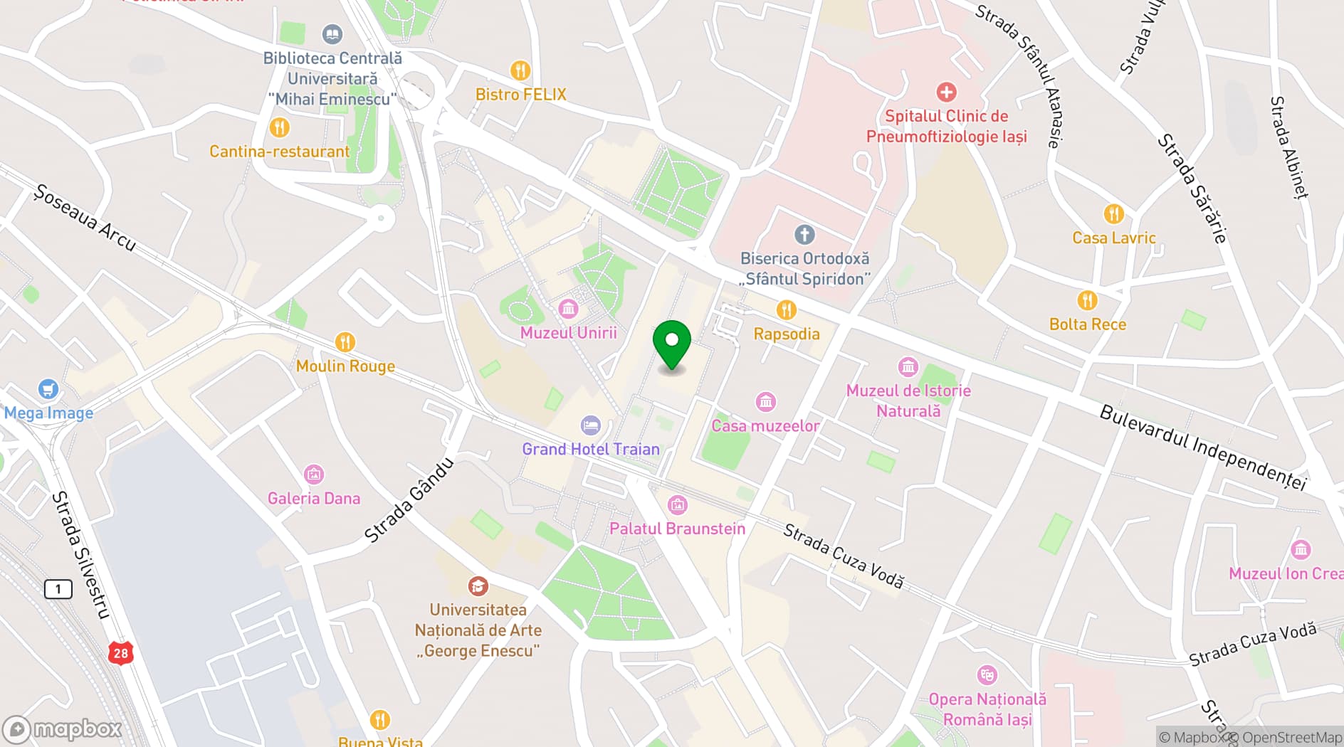 Map showing Unirea Hotel