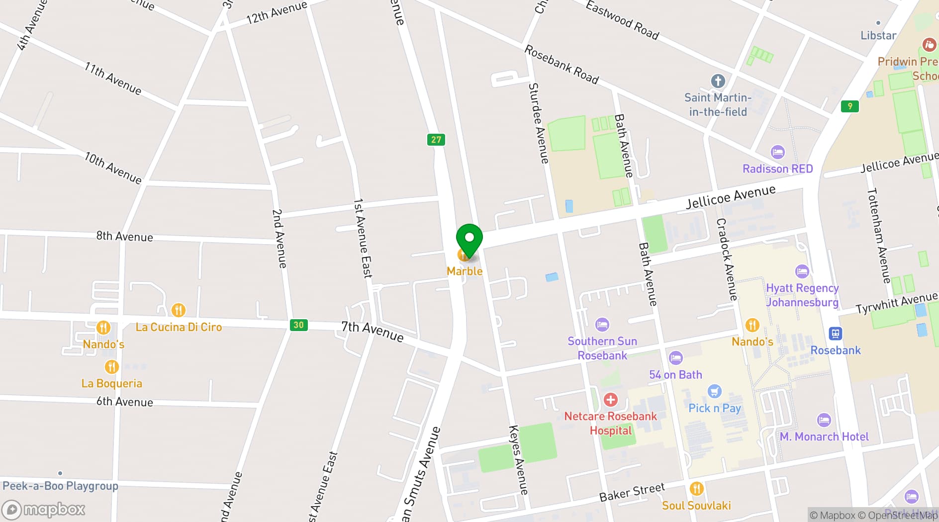 Map showing Marble Restaurant