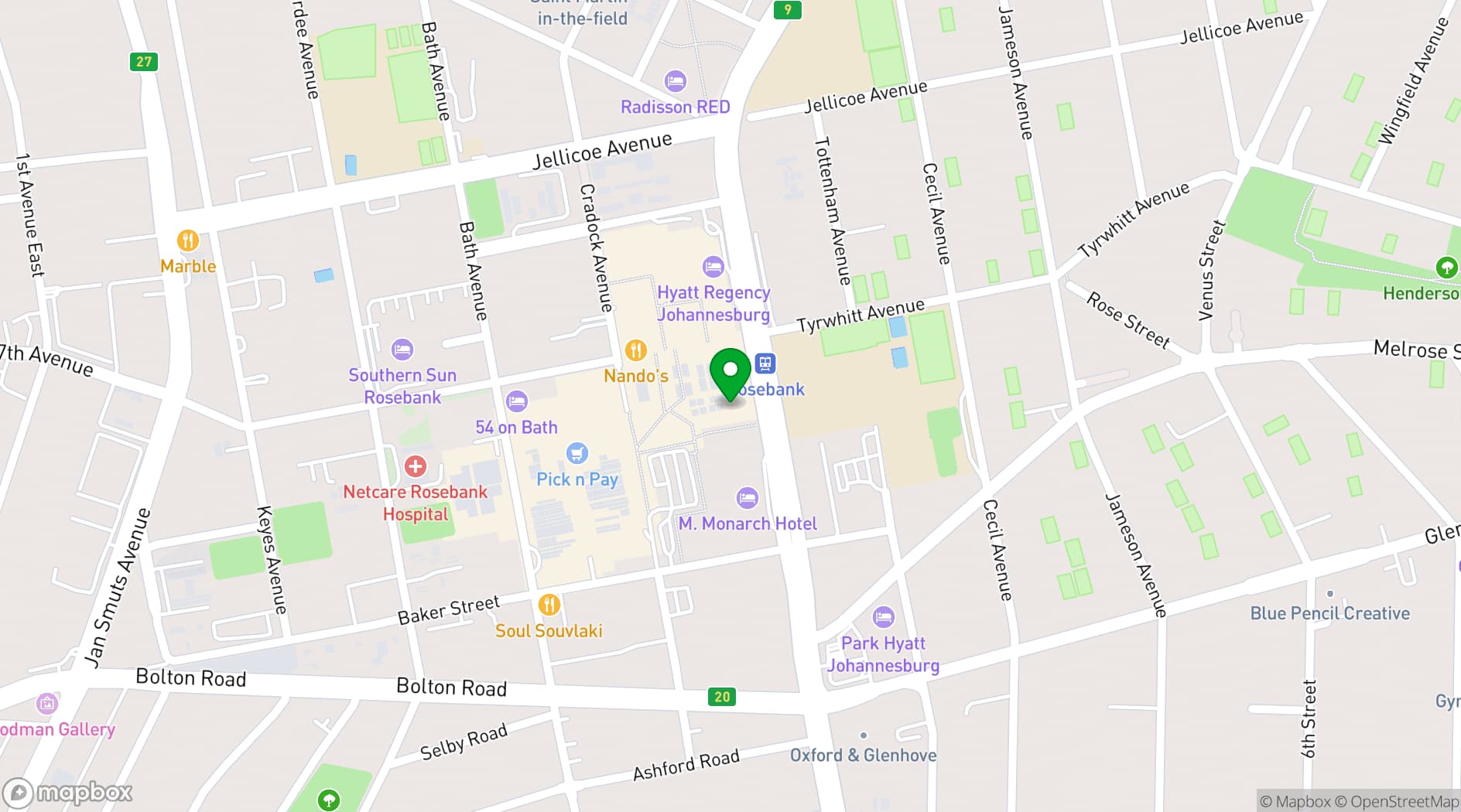 Map showing The Zone @ Rosebank