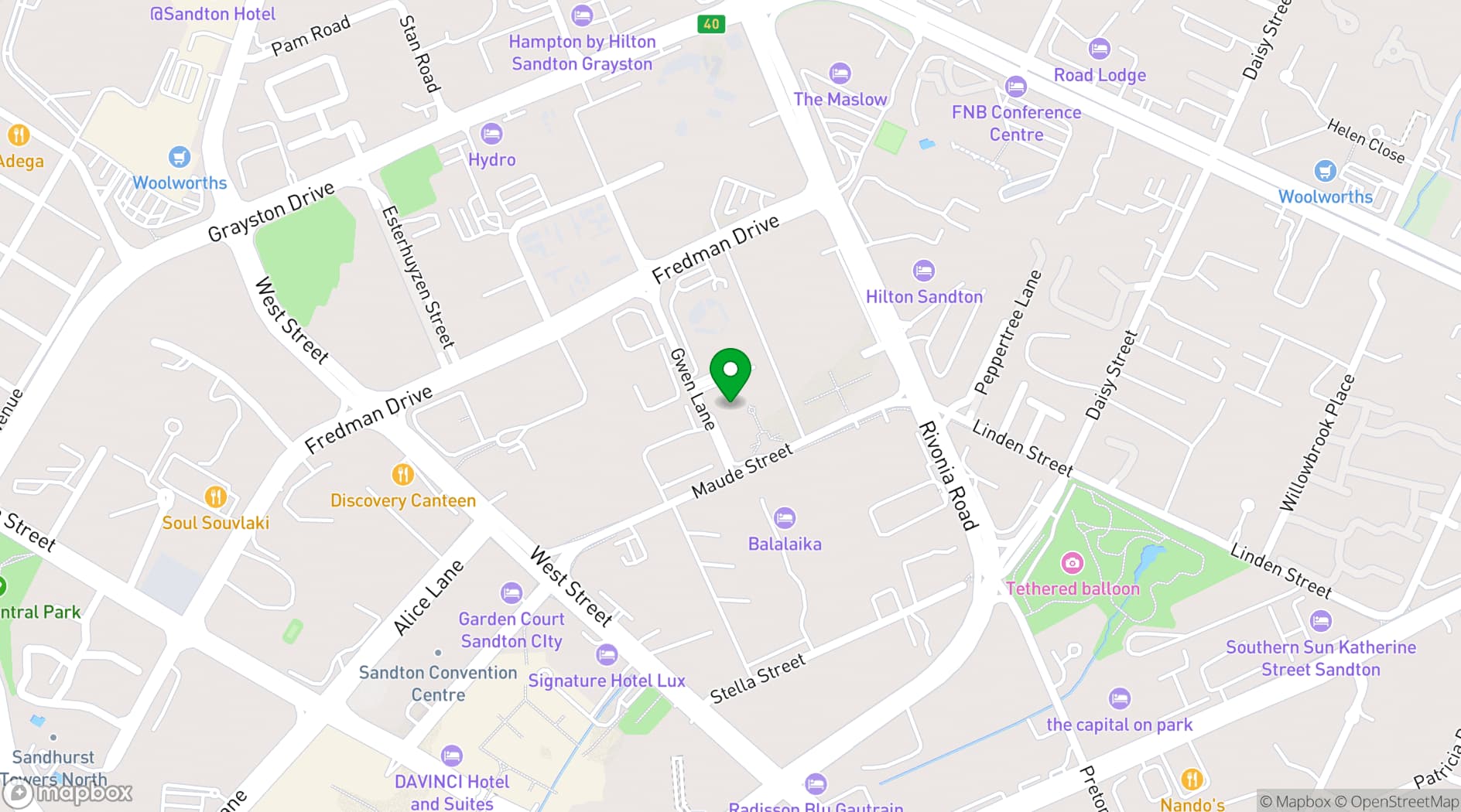 Map showing JSE Venues