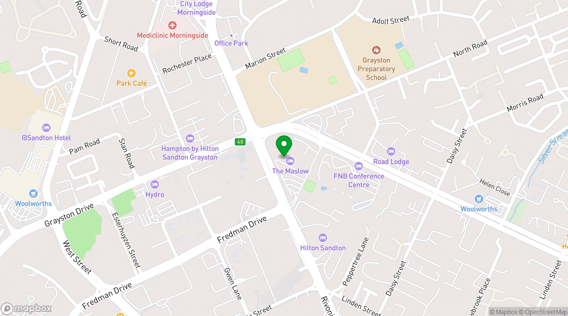 Map showing The Maslow Sandton