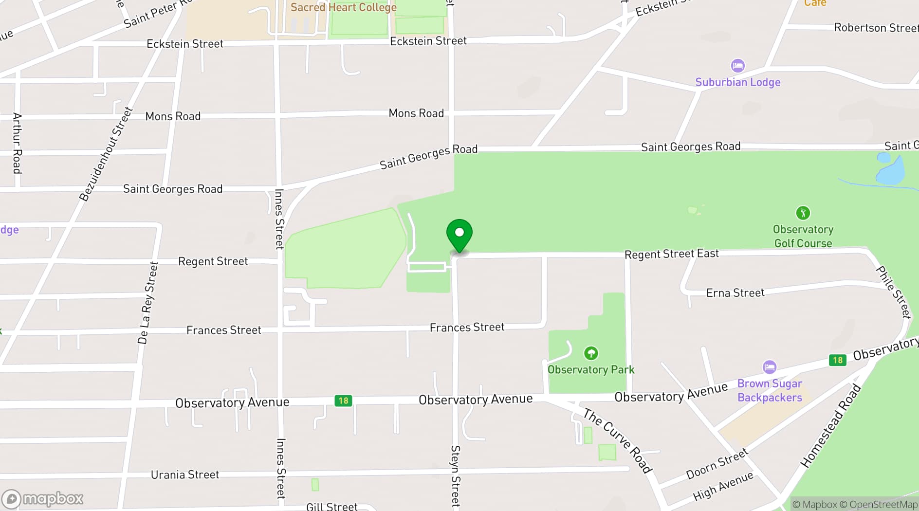 Map showing Observatory Golf Club