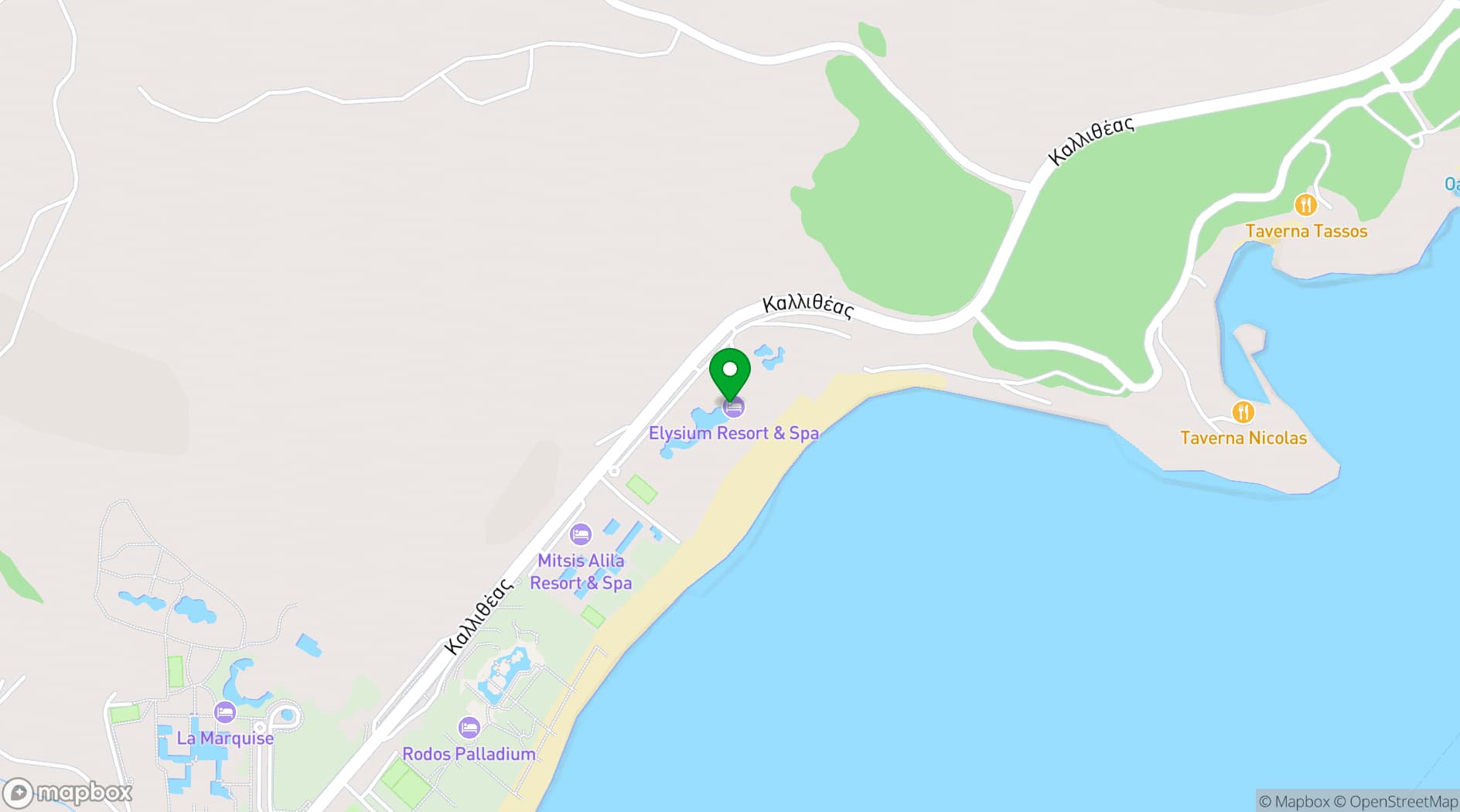 Map showing Elysium Resort & Spa