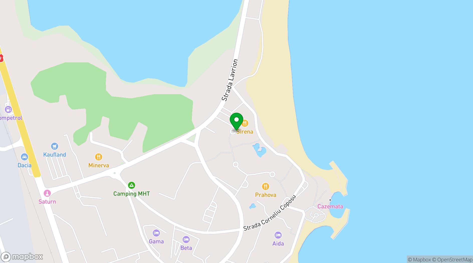 Map showing Hotel Sirena