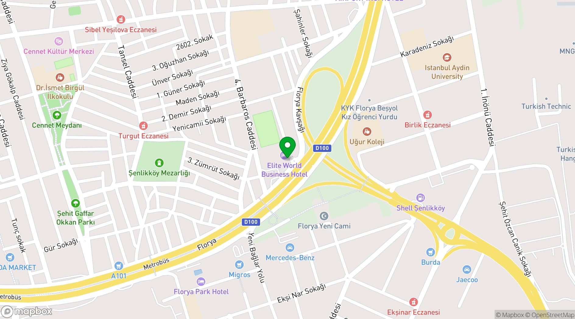 Map showing Elite World İstanbul Florya