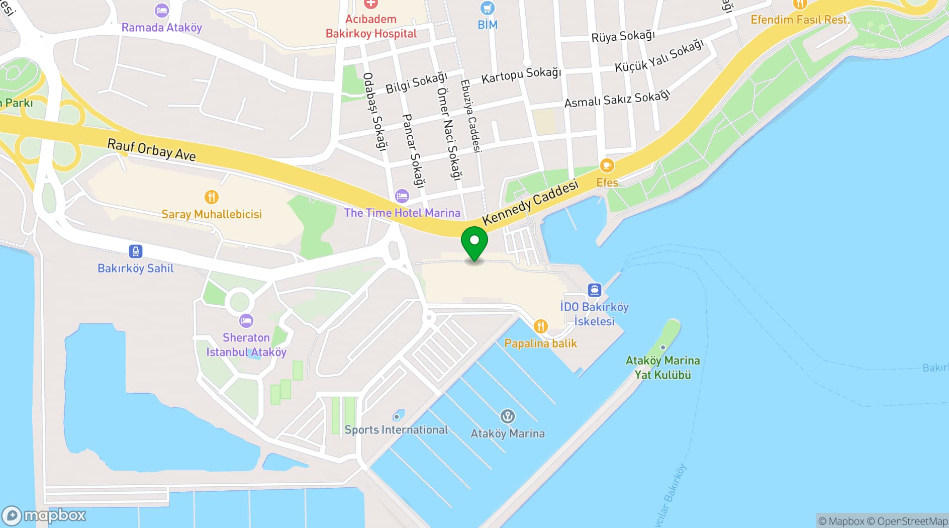 Map showing Ataköy Marina